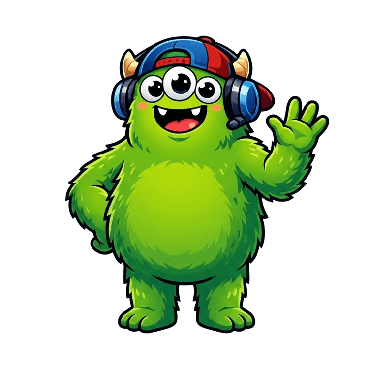 The Gaming Monster mascot waving